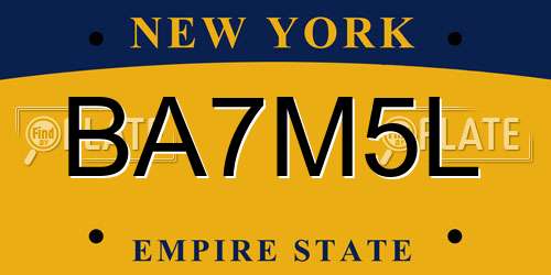 BA7M5L New York License Plate
