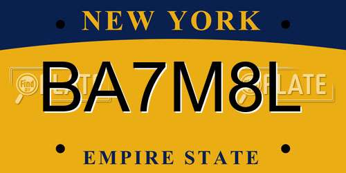 BA7M8L New York License Plate