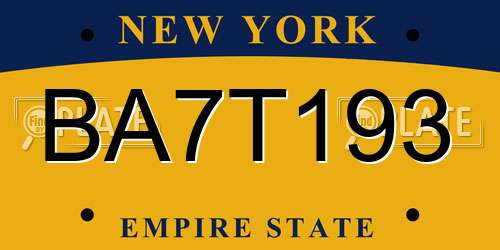 BA7T193 New York License Plate