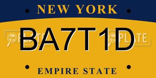 BA7T1D New York License Plate