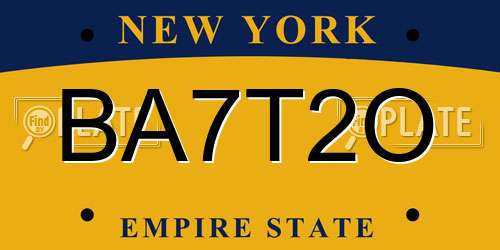 BA7T2O New York License Plate