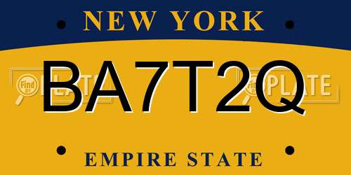 BA7T2Q New York License Plate
