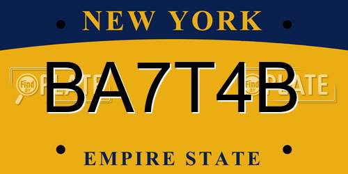 BA7T4B New York License Plate