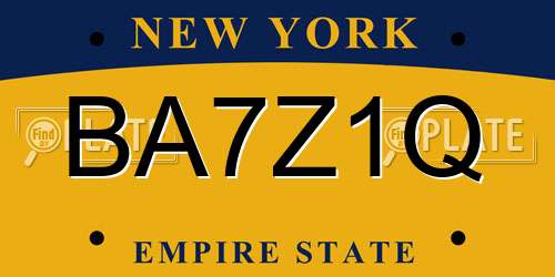 BA7Z1Q New York License Plate