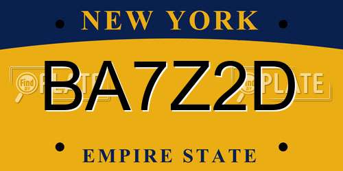 BA7Z2D New York License Plate