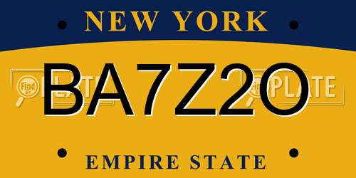 BA7Z2O New York License Plate