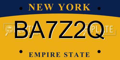 BA7Z2Q New York License Plate