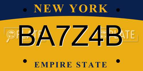 BA7Z4B New York License Plate
