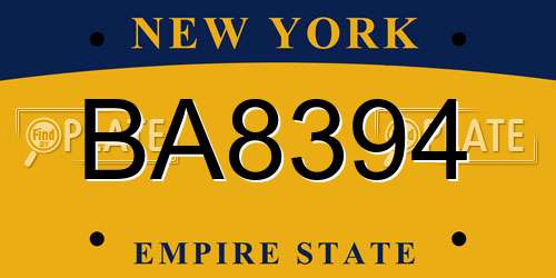 BA8394 New York License Plate