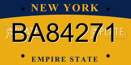 BA84271 New York License Plate