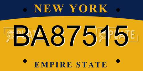 BA87515 New York License Plate
