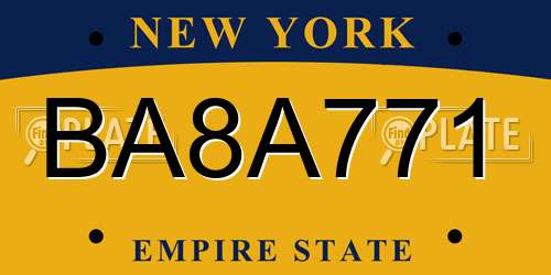 BA8A771 New York License Plate