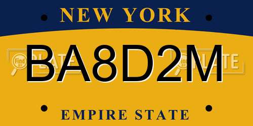 BA8D2M New York License Plate