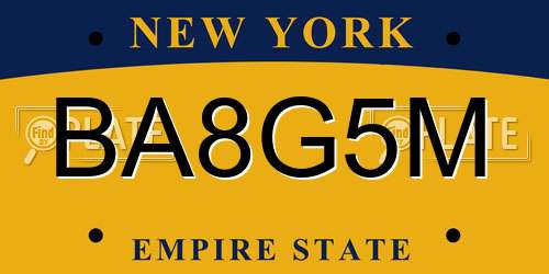BA8G5M New York License Plate