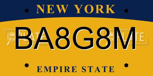 BA8G8M New York License Plate