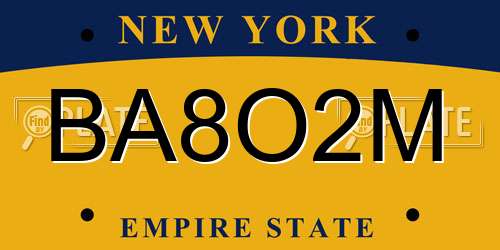 BA8O2M New York License Plate