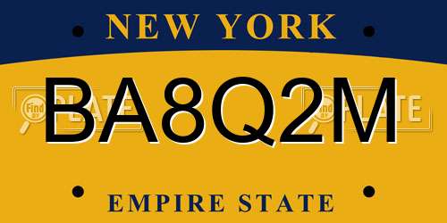BA8Q2M New York License Plate