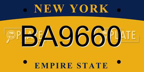 BA9660 New York License Plate