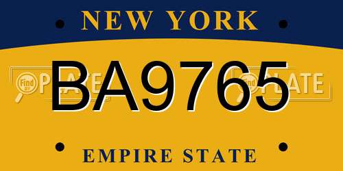 BA9765 New York License Plate