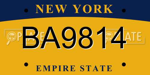 BA9814 New York License Plate