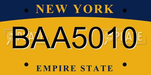 BAA5010 New York License Plate
