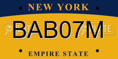 BAB07M New York License Plate