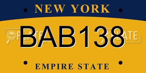 BAB138 New York License Plate