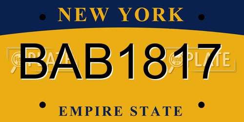 BAB1817 New York License Plate