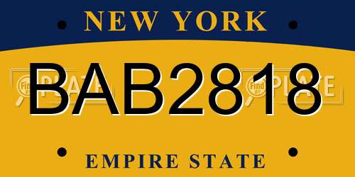 BAB2818 New York License Plate
