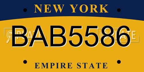 BAB5586 New York License Plate