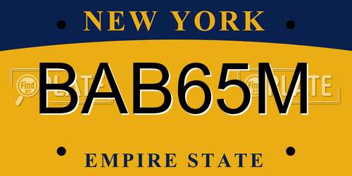 BAB65M New York License Plate