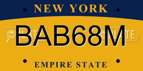 BAB68M New York License Plate