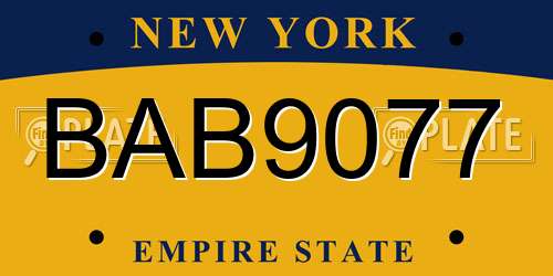 BAB9077 New York License Plate