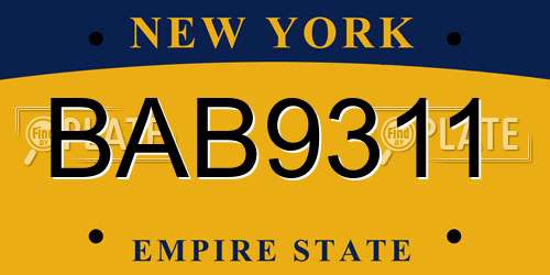 BAB9311 New York License Plate