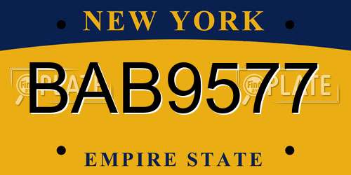 BAB9577 New York License Plate