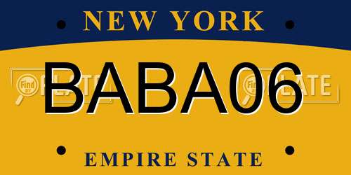 BABA06 New York License Plate