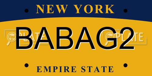 BABAG2 New York License Plate