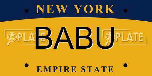 BABU New York License Plate