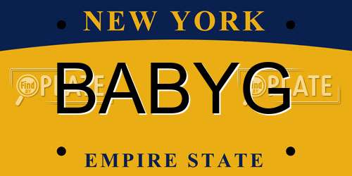 BABYG New York License Plate