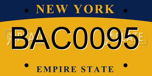 BAC0095 New York License Plate