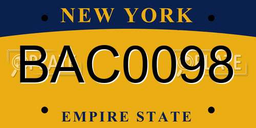 BAC0098 New York License Plate