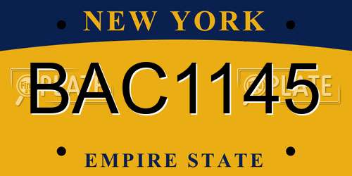 BAC1145 New York License Plate