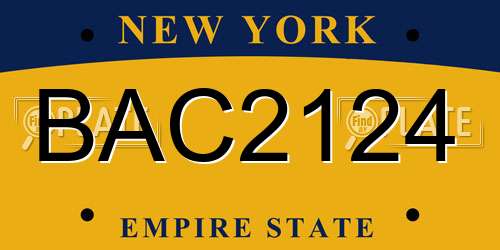 BAC2124 New York License Plate