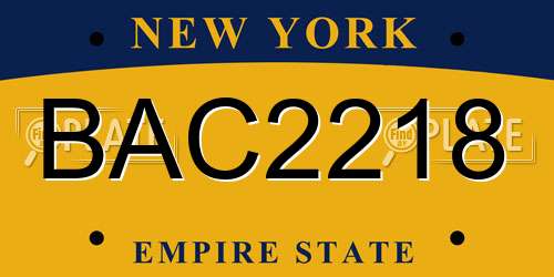 BAC2218 New York License Plate