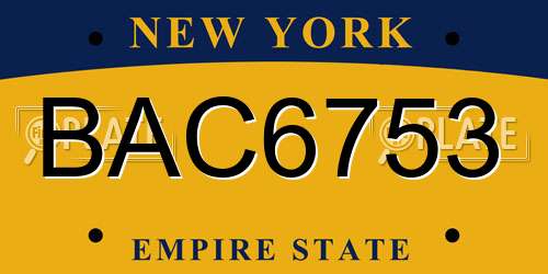 BAC6753 New York License Plate