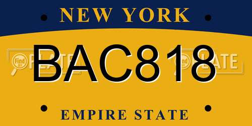 BAC818 New York License Plate