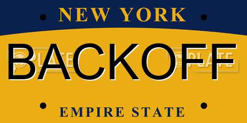BACKOFF New York License Plate