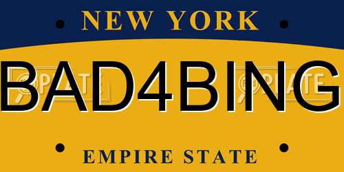 BAD4BING New York License Plate