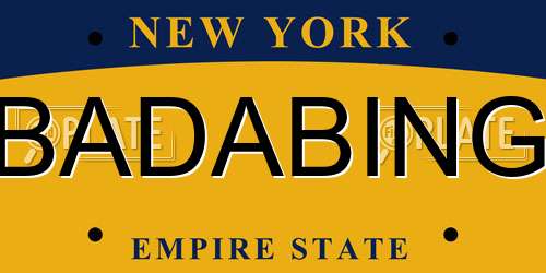 BADABING New York License Plate