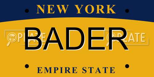BADER New York License Plate